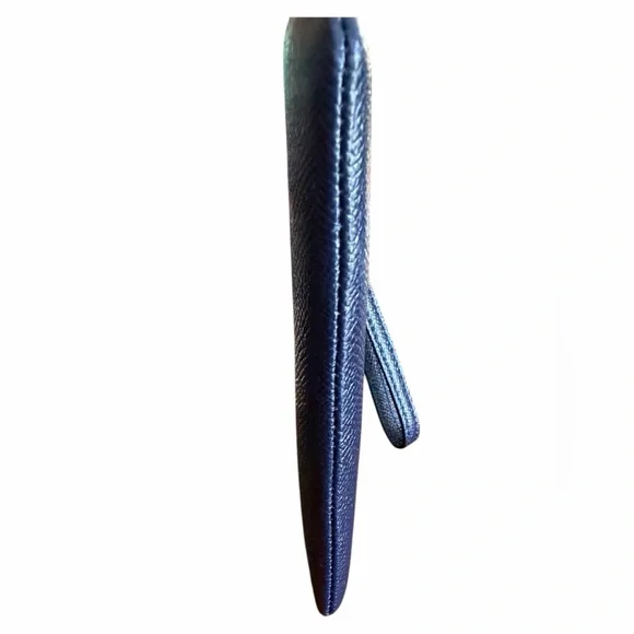 Coach Midnight Blue Corner Zip Crossgrain Leather Wristlet NWOT - Picture 7 of 12